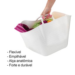 Balde Flexivel Cesto Multiuso Branco Roupa Brinquedos 15l - 4