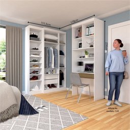 Quarto Home Office com Guarda Roupas e Bancada de Estudos Alpes Luciane Móveis - 3