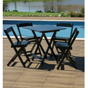 Ver imagem 2 de Jogo de Mesa 70x70 C/4 Cadeiras com Furo para Ombrelone Preto - Móveis Britz