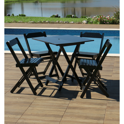 Jogo de Mesa 70x70 C/4 Cadeiras com Furo para Ombrelone Preto - Móveis Britz - 2