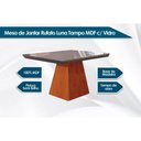 Ver imagem 2 de Conjunto: Mesa Sala Jantar Luna c/ Tampo Madeirado c/ Vidro Canto Curvo 90x90cm e 4 Cadeiras Amsterd