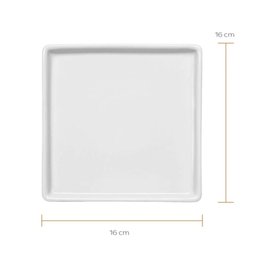 24 Pratos Quadrados Rasos em Porcelana 16x16cm Brancos Restaurante Eventos Germer - 4