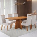 Ver imagem 1 de Conjunto Sala de Jantar Talento Mesa 160x80cm e 6 Cadeiras Iza Mel/bege - Casa Giulia