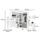 Ver imagem 3 de Quarto de Canto Solteiro com Guarda Roupas Cabeceira e Escrivaninha Alpes Luciane Móveis