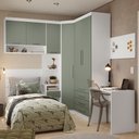Ver imagem 2 de Quarto de Canto Solteiro com Guarda Roupas Cabeceira e Escrivaninha Alpes Luciane Móveis