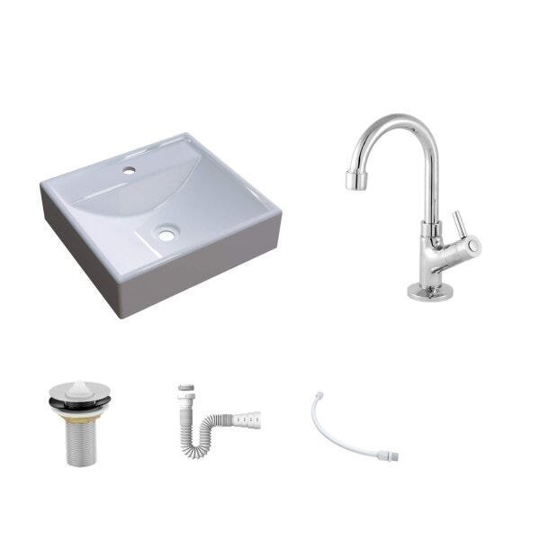 Kit Cuba Q39 Torneira 1198 Metal Válvula 1 Polegada Sifão PVC Flexível Compace - 2