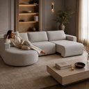 Ver imagem 1 de Sofá Retrátil e Reclinável 5 Lugares 292cm com Chaise Encantus Cappuccino