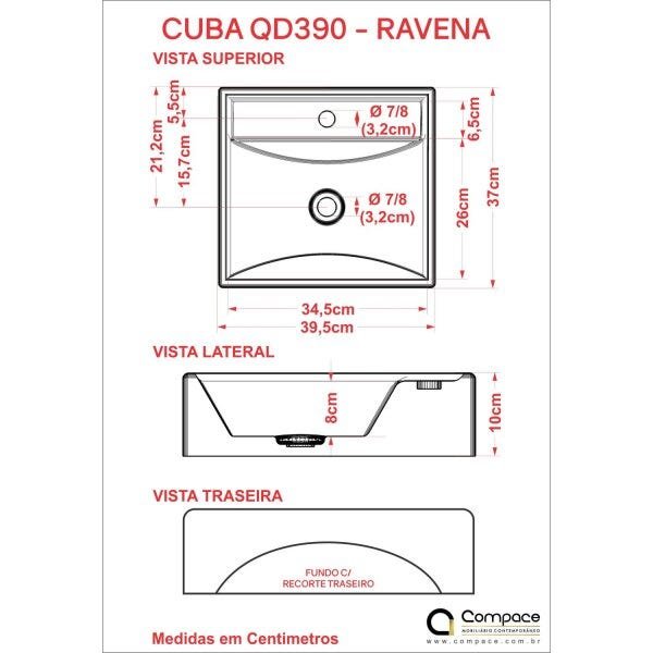 Cuba Quadrada Q39 com Válvula Click Ravena Compace - 6