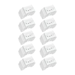 KIT 10 MODULO DE TOMADA PADRAO BRASILEIRO BRANCA 2P+T 20A