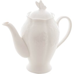 Bule Porcelana Lyor Branco 1l New Bone Butterfly Flower Mesa Posta Café Chá - 7