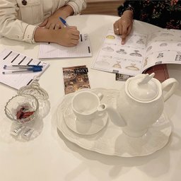 Bule Porcelana Lyor Branco 1l New Bone Butterfly Flower Mesa Posta Café Chá - 2