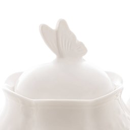 Bule Porcelana Lyor Branco 1l New Bone Butterfly Flower Mesa Posta Café Chá - 5