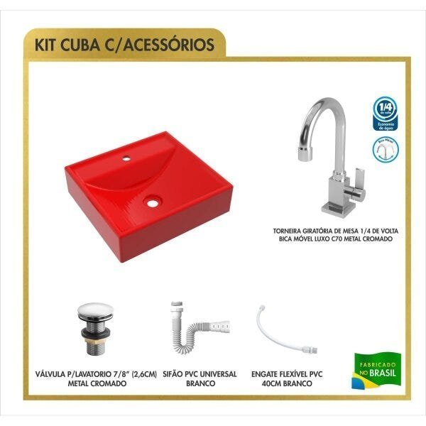 Kit Cuba Q39 Torneira Luxo 1195 Metal Válvula Click 1 Polegada G Sifão Pvc Flexível Compace - 3