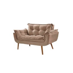 Poltrona Decorativa Sofá Namoradeira 2 Lugares Opalla Capuccino - 3