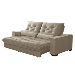 Sofá Retrátil e Reclinável 2,10 Suede Pillow Top Juliette Bege | Camurça Sofá Casa - 1
