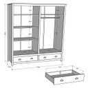 Ver imagem 4 de Conjunto Quarto: Guarda-roupa 4 Portas, Escrivaninha 2 Gavetas Topázio Freijó Madeira Pinus - Finest