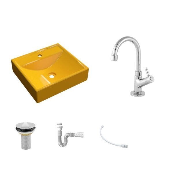 Kit Cuba Q39 Torneira 1198 Metal Válvula 1 Polegada Sifão Pvc Flexível Compace - 2