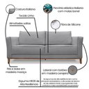 Ver imagem 4 de Kit 2 Poltronas e Sofá Living 2 Lugares 1,90m Vega Linho Gra