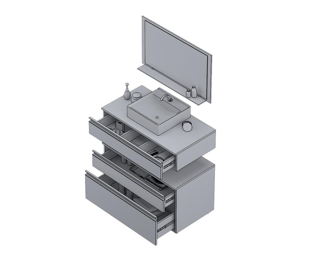 Conjunto Safira 80 Gabinete para Banheiro com Cuba e Espelheira - 3