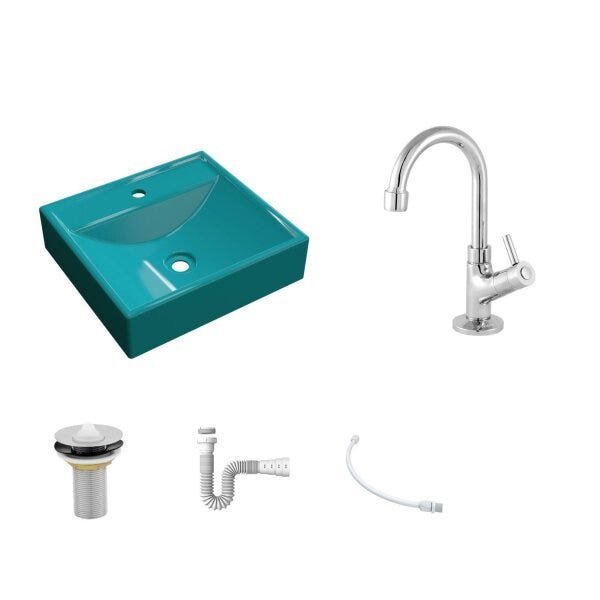 Kit Cuba Q39 Torneira 1198 Metal Válvula 1 Polegada Sifão Pvc Flexível Compace - 2