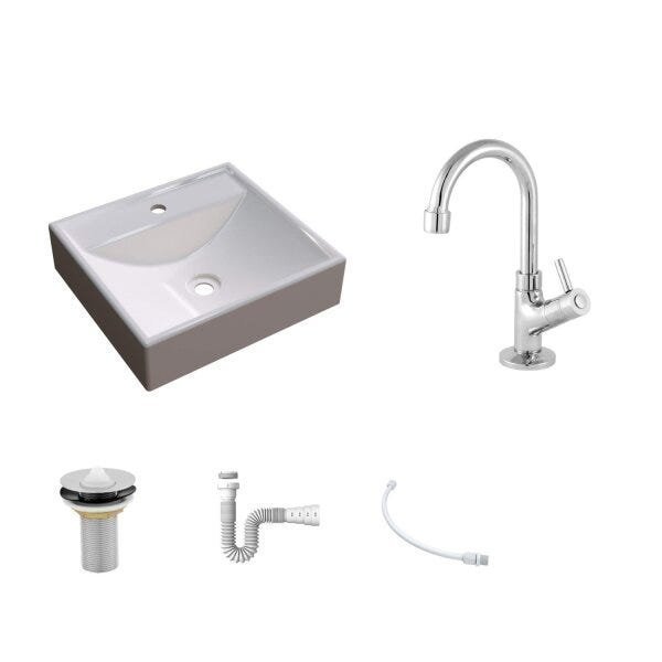 Kit Cuba Q39 Torneira 1198 Metal Válvula 1 Polegada Sifão Pvc Flexível Compace - 2