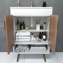 Ver mais imagens de Balcão Gabinete para Banheiro com Pés 60cm Ramona B06 Branco Carvalho - Lyam Decor