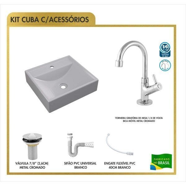 Kit Cuba Q39 Torneira 1198 Metal Válvula 1 Polegada Sifão Pvc Flexível Compace - 3