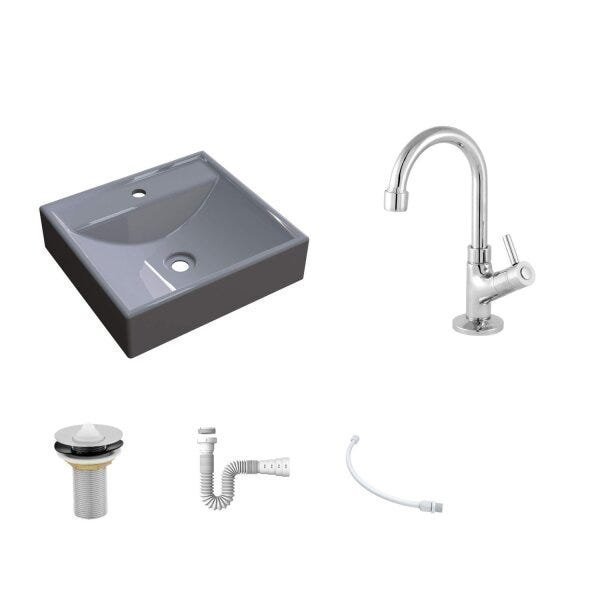 Kit Cuba Q39 Torneira 1198 Metal Válvula 1 Polegada Sifão Pvc Flexível Compace - 2