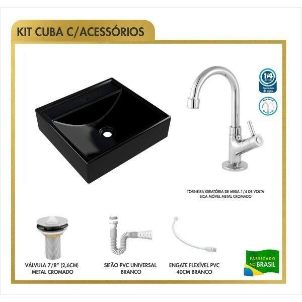 Kit Cuba Q39 Torneira 1198 Metal Válvula 1 Polegada Sifão Pvc Flexível Compace - 3