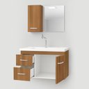 Ver imagem 3 de Kit Gabinete Armario para Banheiro com Cuba e Espelho 73cm Quality Fimap Montado Freijó