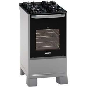 Fogão Suggar Best Glass 4 Queimadores Mesa Vidro Prata Inox Fgvbg410prix Bivolt