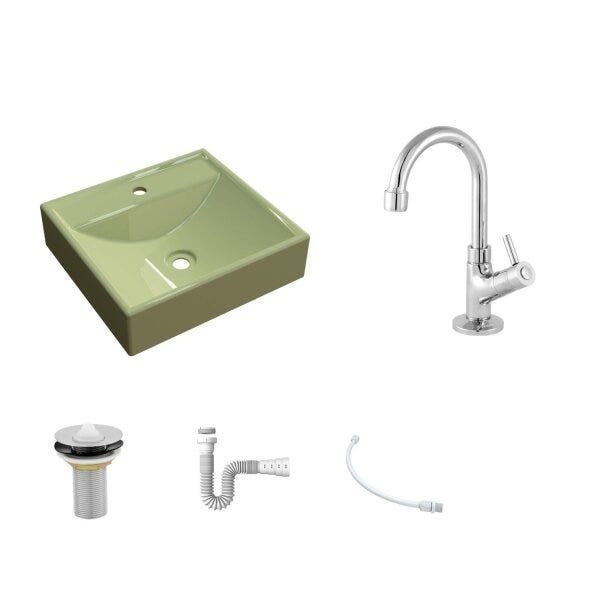 Kit Cuba Q39 Torneira 1198 Metal Válvula 1 Polegada Sifão Pvc Flexível Compace - 2