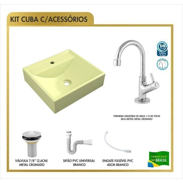 Kit Cuba Q39 Torneira 1198 Metal Válvula 1 Polegada Sifão Pvc Flexível Compace - 3
