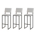 Ver imagem 1 de Kit 3 Banquetas com Encosto Industrial e Moderna Nina Preto e Corino Branco