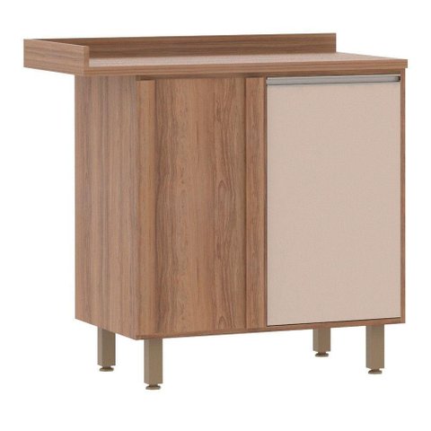 Balcão e Tampo Canto Reto 95 Cm De Abrir 1 Prateleira Lari Vanill e Connect