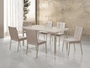 Ver imagem 1 de Conjunto Sala de Jantar Mesa Iza New Tampo MDF/Vidro 6 Cadeiras Natani New Bege/Champagne/Off White