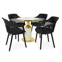 Ver imagem 1 de Conjunto Mesa de Jantar Redonda Imperial 70cm Branca com 4 Cadeiras Estofadas Marcela - Preto