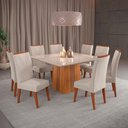 Ver imagem 2 de Mesa de Jantar 8 Lugares Daniela com Vidro Mel/marfim/off White - Viero Móveis