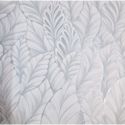 Papel de Parede Poet Chart 5 Luxo Folhas Cinza