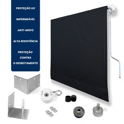 Kit para Toldo Retratil + Lona de 2,50l X 1,50a:preto - 1