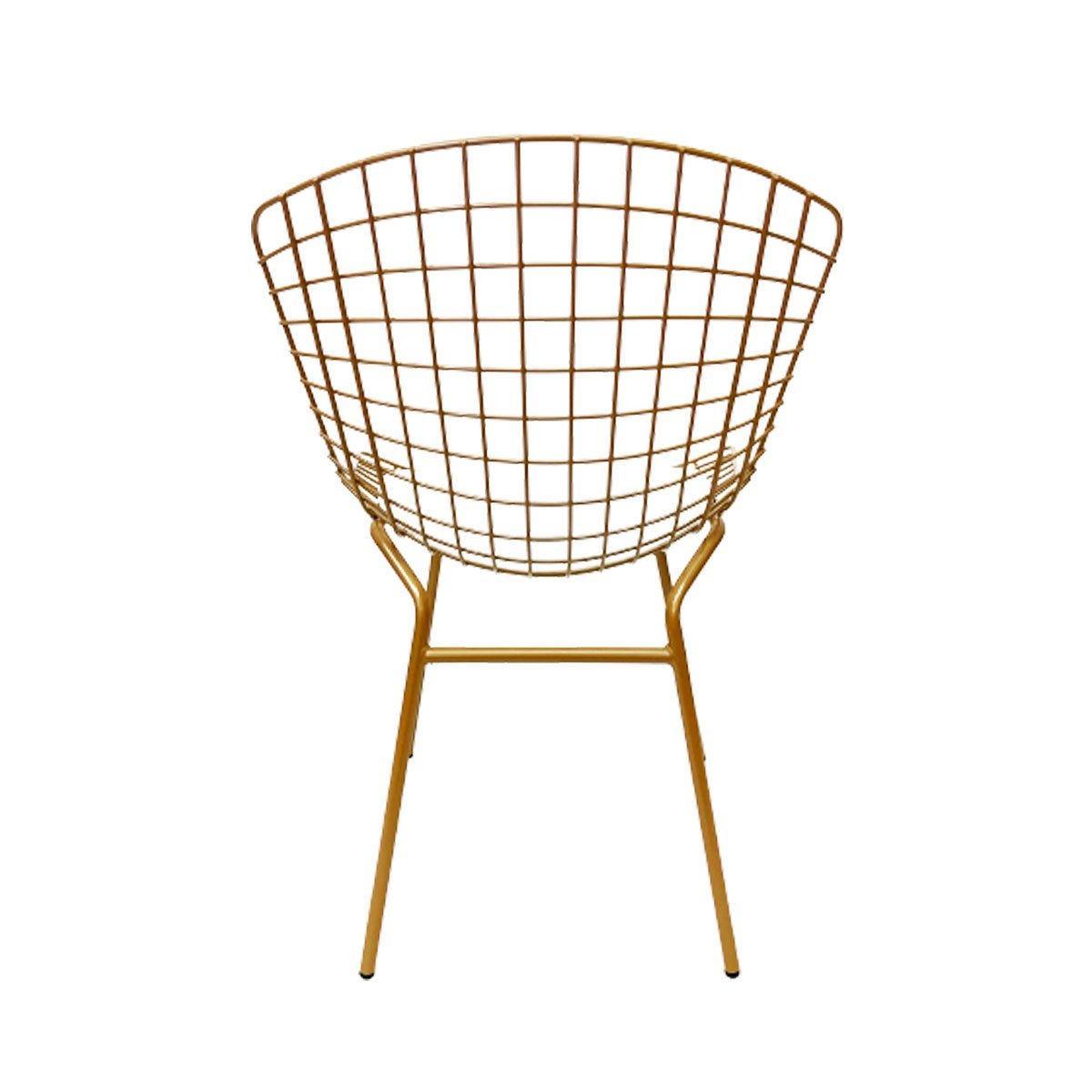 Kit 4 Cadeiras para Cozinha Bertoia cor Dourado Fosco assento branco tubular Poltronas do Sul - 4