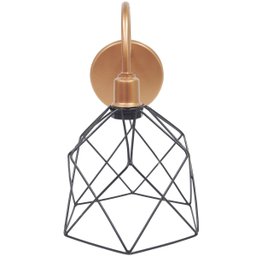 2 Luminárias Arandela de Parede Aramada Cálice Preto Industrial Retro Cobre Rose Gold Agp Ilumini - 4