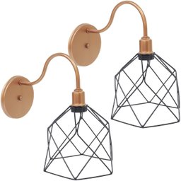 2 Luminárias Arandela de Parede Aramada Cálice Preto Industrial Retro Cobre Rose Gold Agp Ilumini - 1