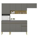 Ver imagem 1 de Armário de Cozinha Completa 120 com Balcão com Tampo 9 Portas Line Freijó Gris