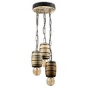 Ver imagem 5 de Luminária Lustre Pendente Barril Triplo de Madeira Maciça Colonial Retrô - Rústico