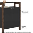 Ver imagem 2 de Armário Baixo Multiuso 2 Portas e 3 Prateleiras Preto/Nogal