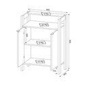 Ver imagem 4 de Armário Baixo Multiuso 2 Portas e 3 Prateleiras Preto/Nogal
