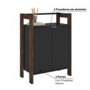 Ver imagem 3 de Armário Baixo Multiuso 2 Portas e 3 Prateleiras Preto/Nogal
