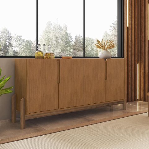 Aparador Buffet Sala Lizz 170cm com Pés de Madeira Maciça Cedro Cedro