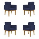 Ver imagem 1 de Kit 4 Cadeiras Reforçada Escritório Poltrona Azul Marinho